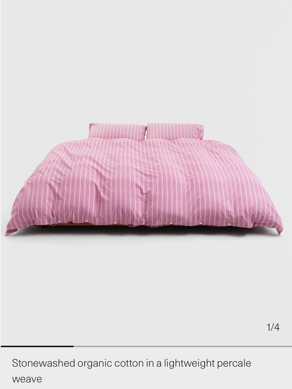 Tekla Striped Mellow Pink Percale king / cal king Duvet Cover
